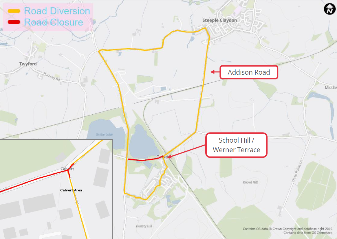 Road works and road closures over Calvert Bridge